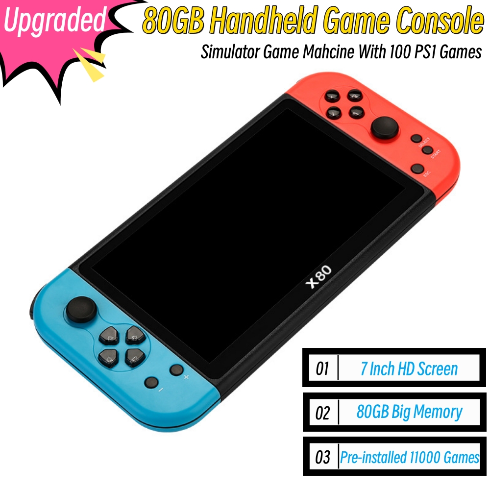 80GB Big Screen 7 Inch Handhel - Gaming Console X80 recension och pris