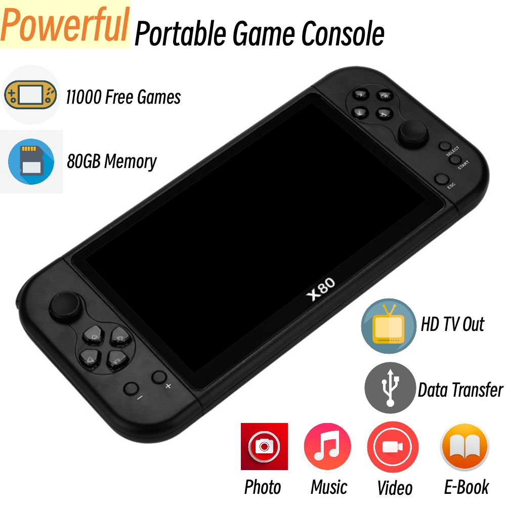80GB Big Screen 7 Inch Handhel - Gaming Console X80 recension och pris