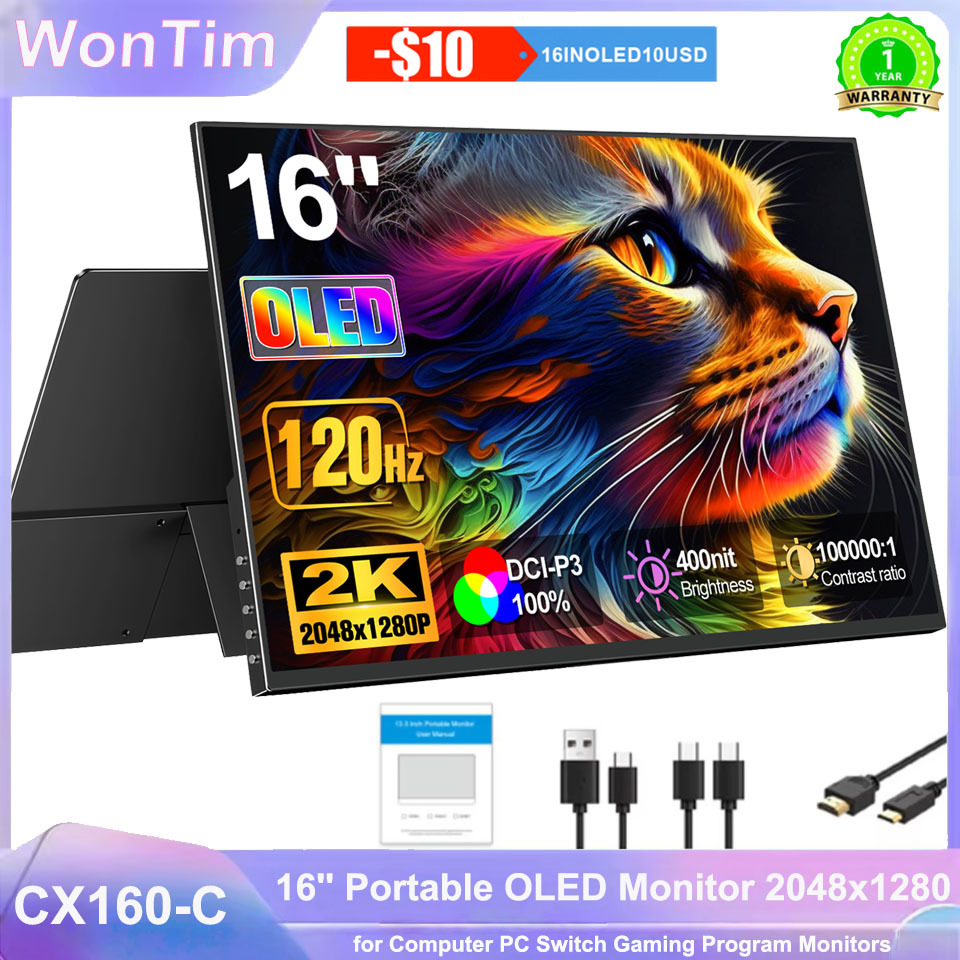 WonTim 16.0' 2K OLED 500Nits P - Gaming Console Connect With Phone recension och pris