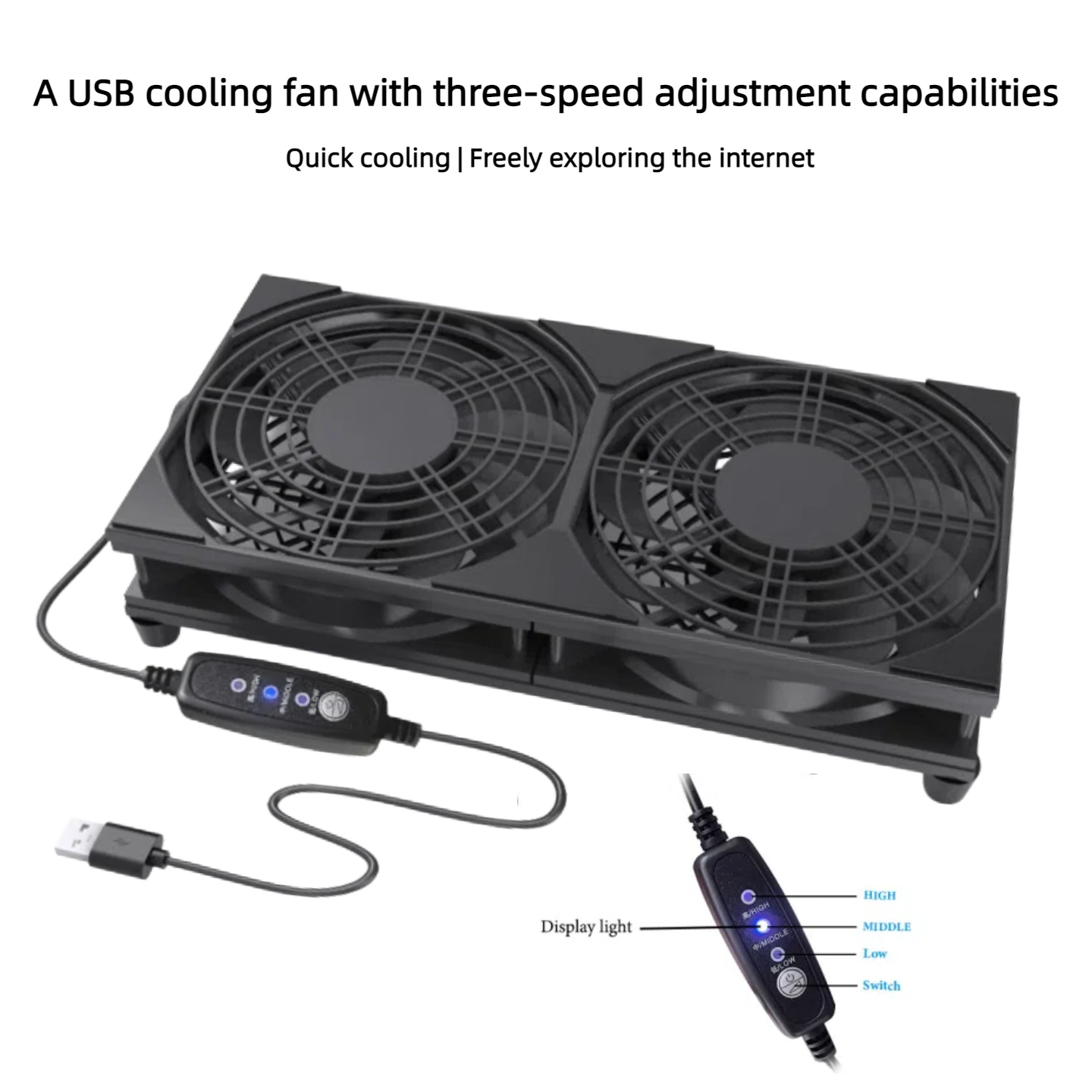 Dual USB Cooling Fan with 3-Sp - Gaming Console And Pc recension och pris