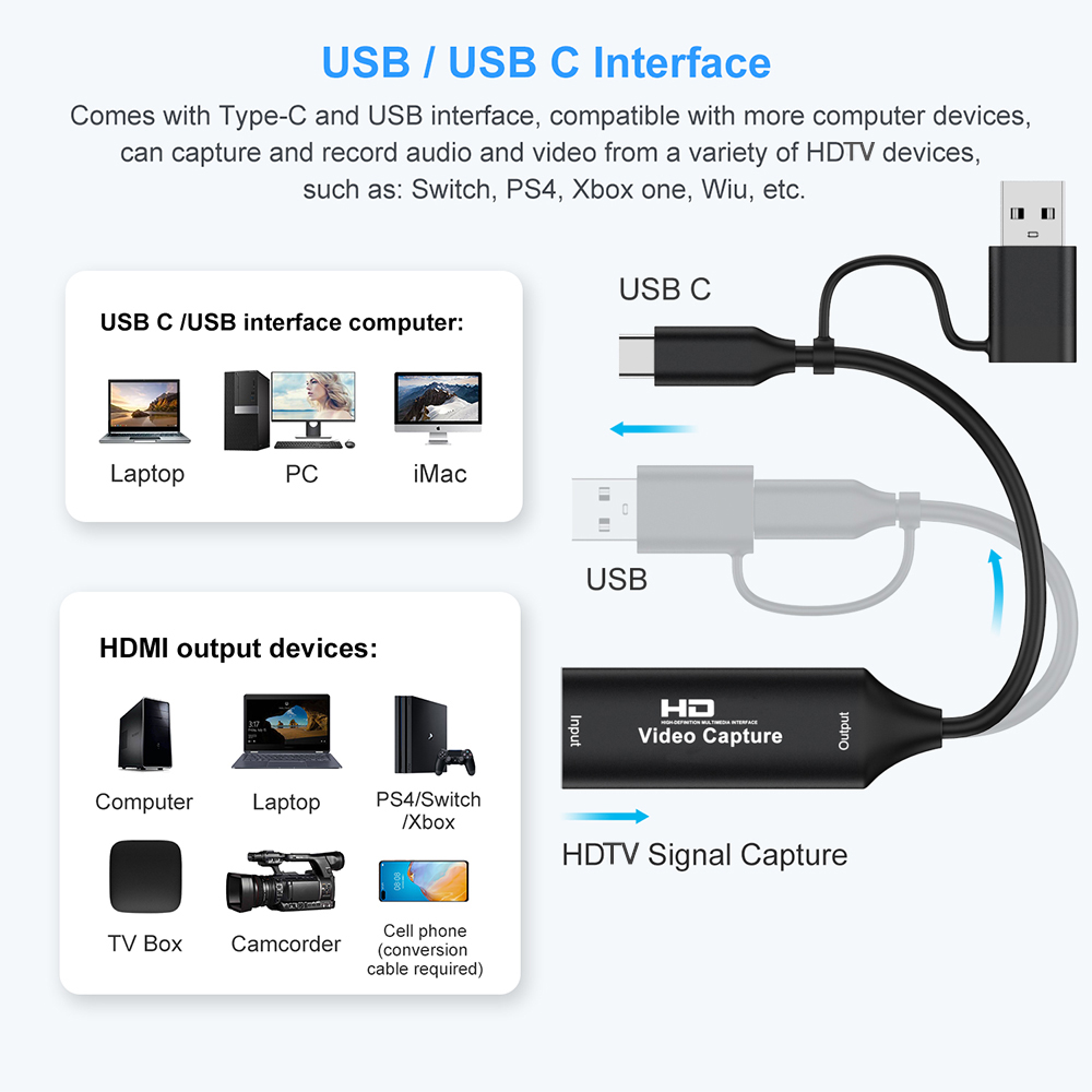 4K HDMI-compatible USB Video C - Gaming Console And Pc recension och pris